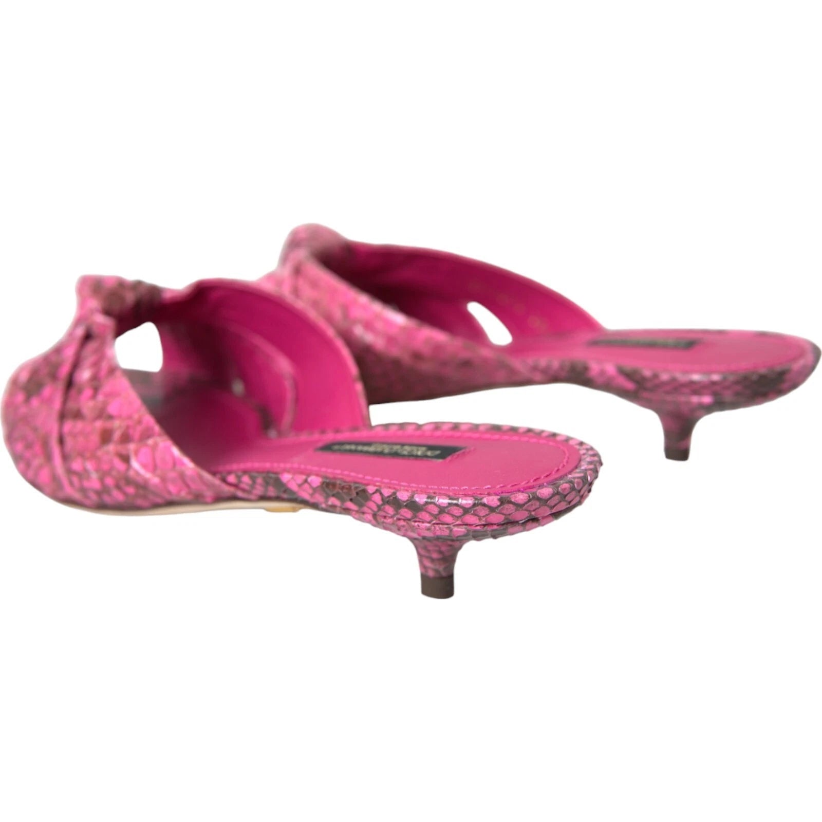 DOLCE & GABBANA Shoes Pink Python Leather Kitten Heels Slides EU36/US5.5 1200usd