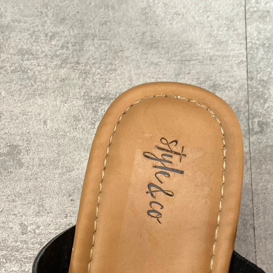 STYLE & CO Women's Black Smooth Violettee Slide Wedge Platform Sandals SZ 6