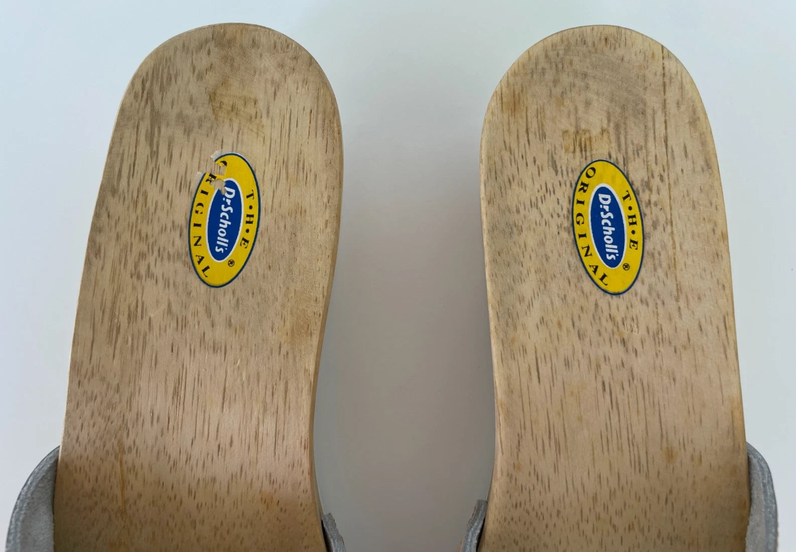 Dr. Scholl's The Original Wooden Sandals Slides Beige Leather Sz 5 M Brazil NEW