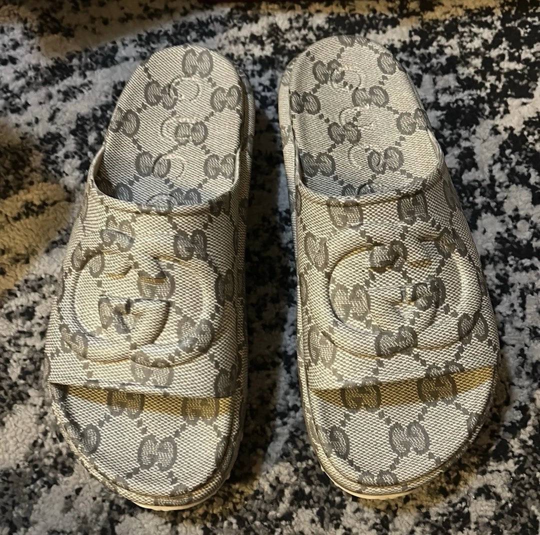 Gucci Interlocking G Monogram Slide Platform Sandal size 41