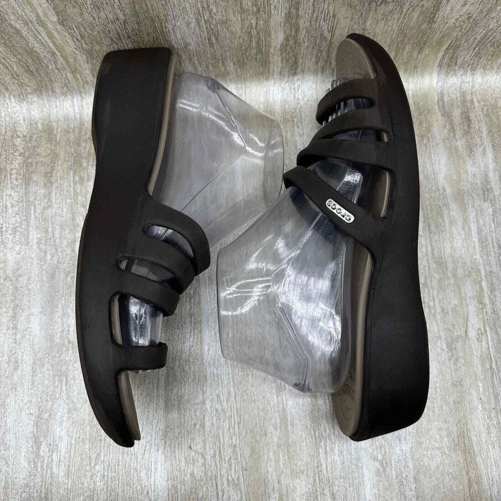 Crocs Rhonda Slides Wedge Strappy Slip On Sandals Brown Style 14706 Womens 10