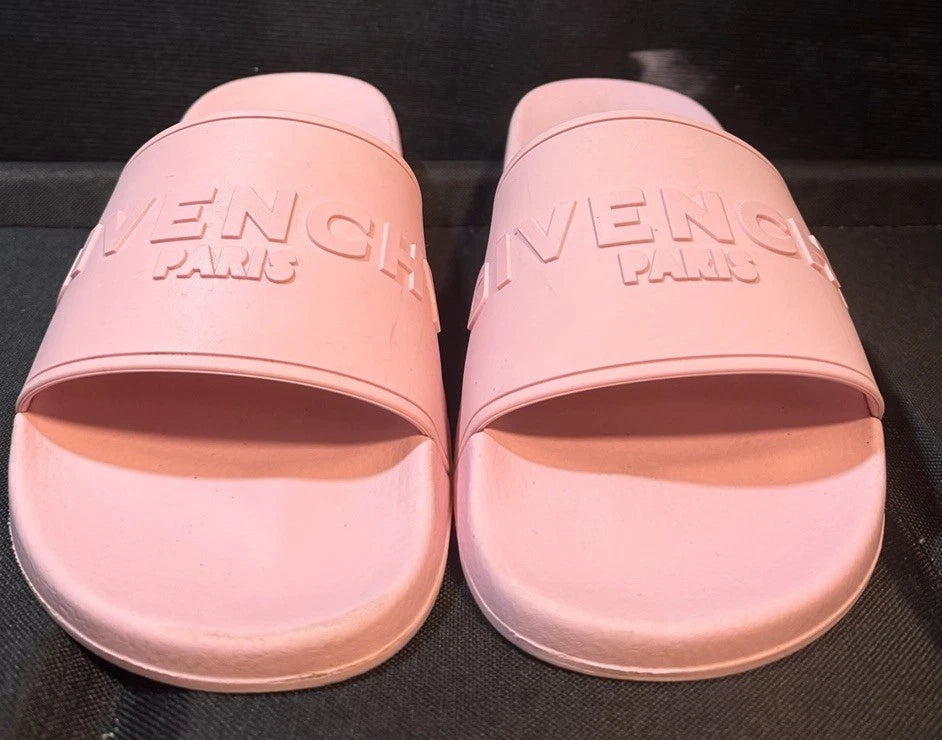 Givenchy Pink Platform Rubber Pink Logo Slide On Pool Sandal Flip Flop Flat 41