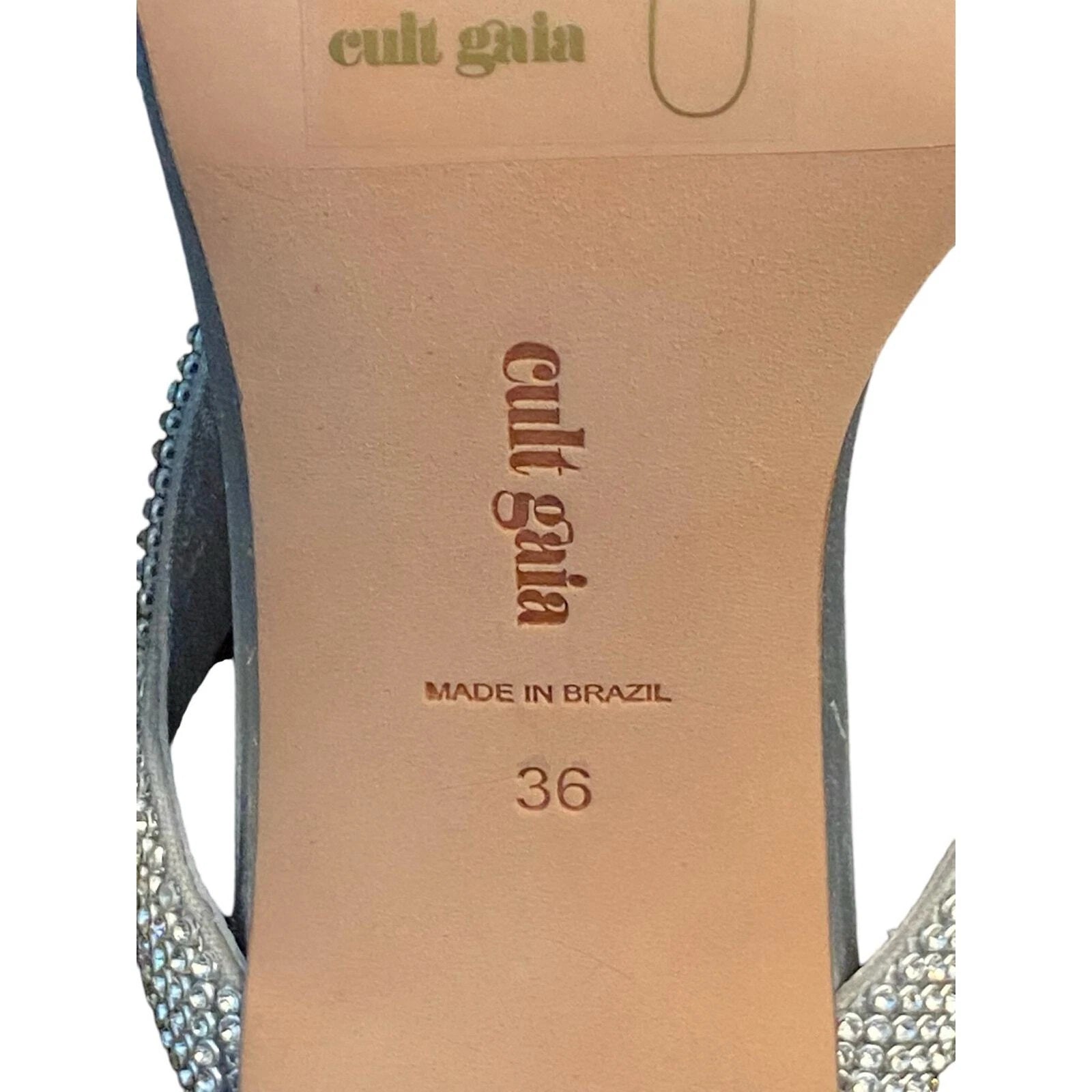Cult Gaia Audrey Crystal Embellished Sandals Stiletto Heel Square Toe Clear Sz 6