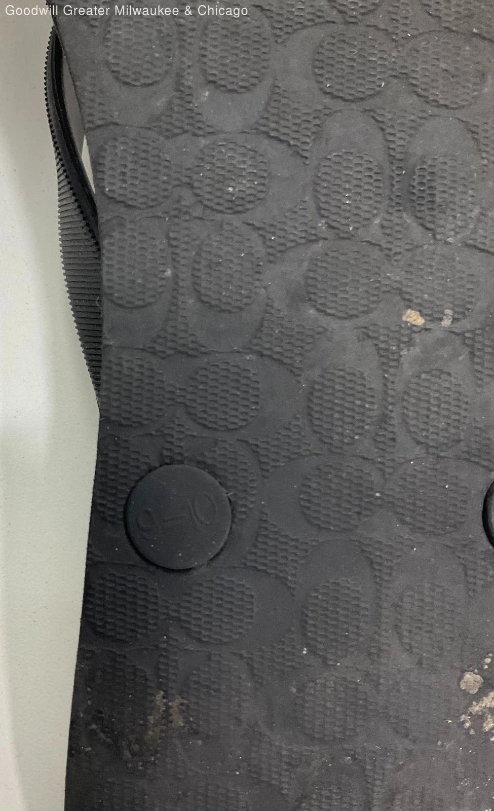 Coach Womens Black Logo Gold Accent Classic Rubber Flip Flop Sandal Size 9 10