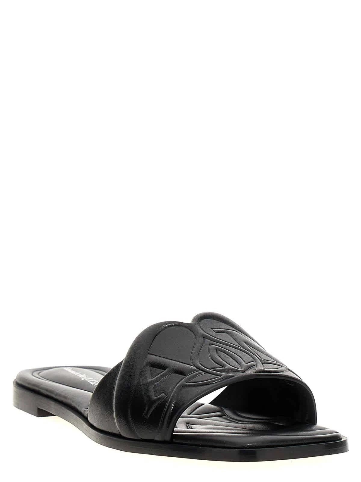 Alexander Mcqueen The Seal Embossed Slip-On Slides