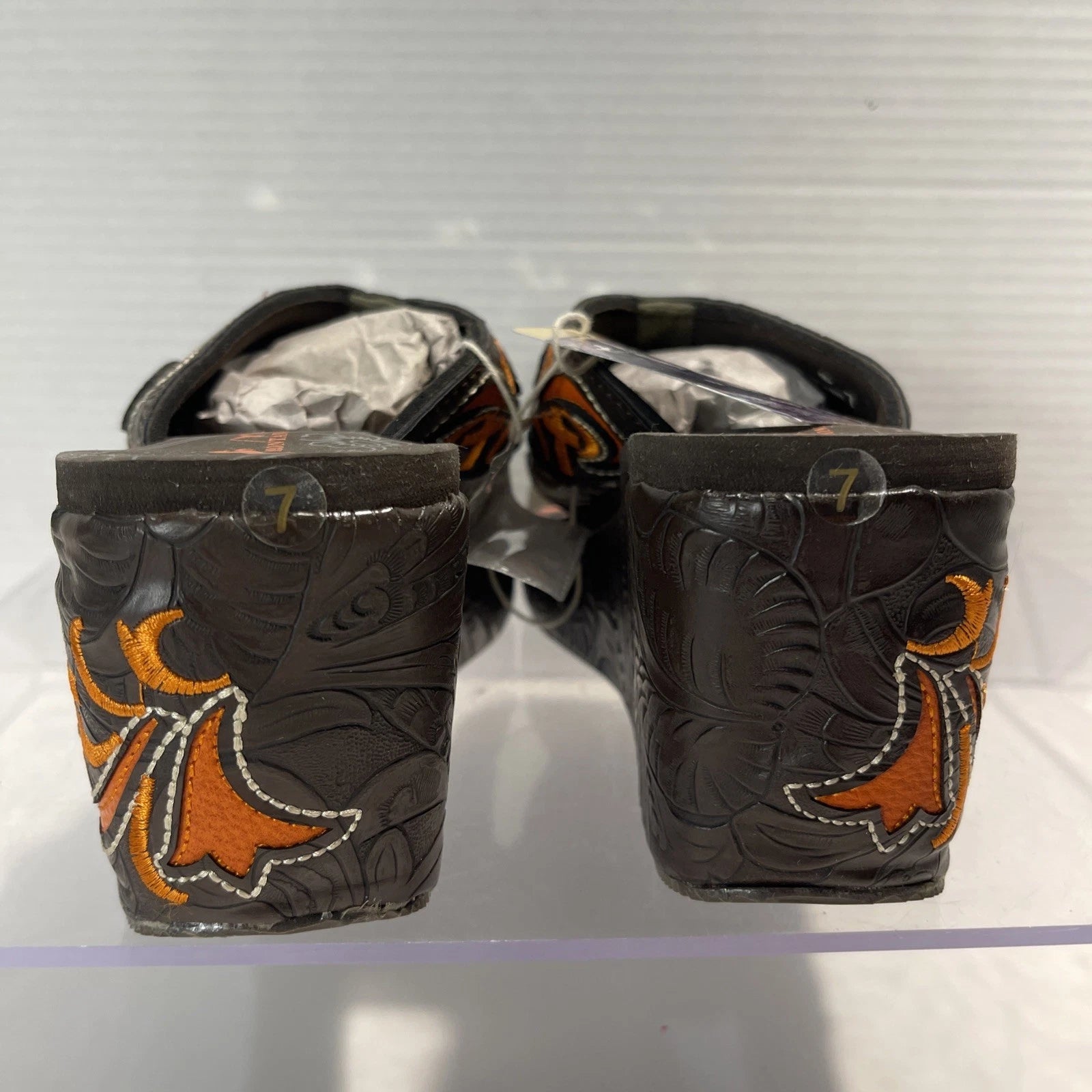 Montana West Embroidered~Rhinestone & Cross Western Style Wedge Sandals Sz 7-7.5