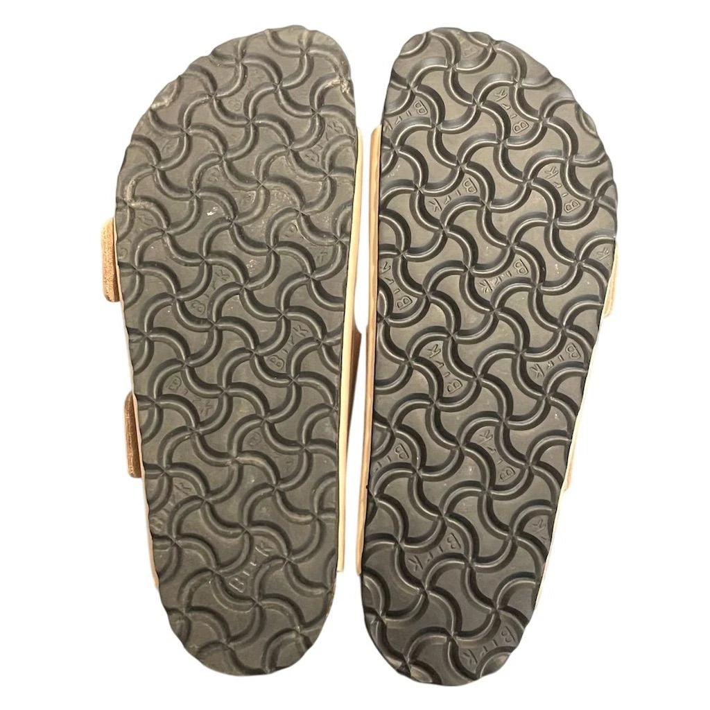 Birkenstock Arizona Big Buckle Patent Leather Narrow Sandals High Shine Beige 5