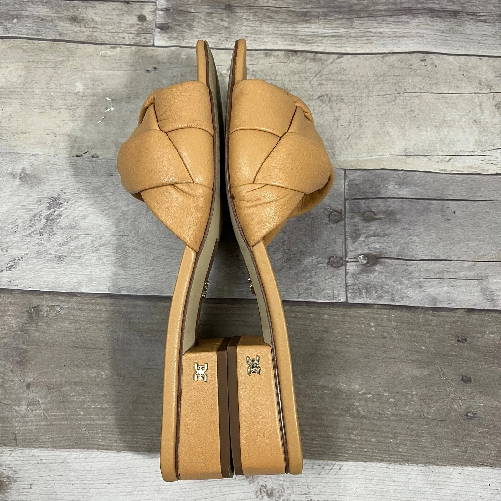 Sam Edelman Dawson Square Toe Quilted Leather Slide Sandals Size 10 Beige