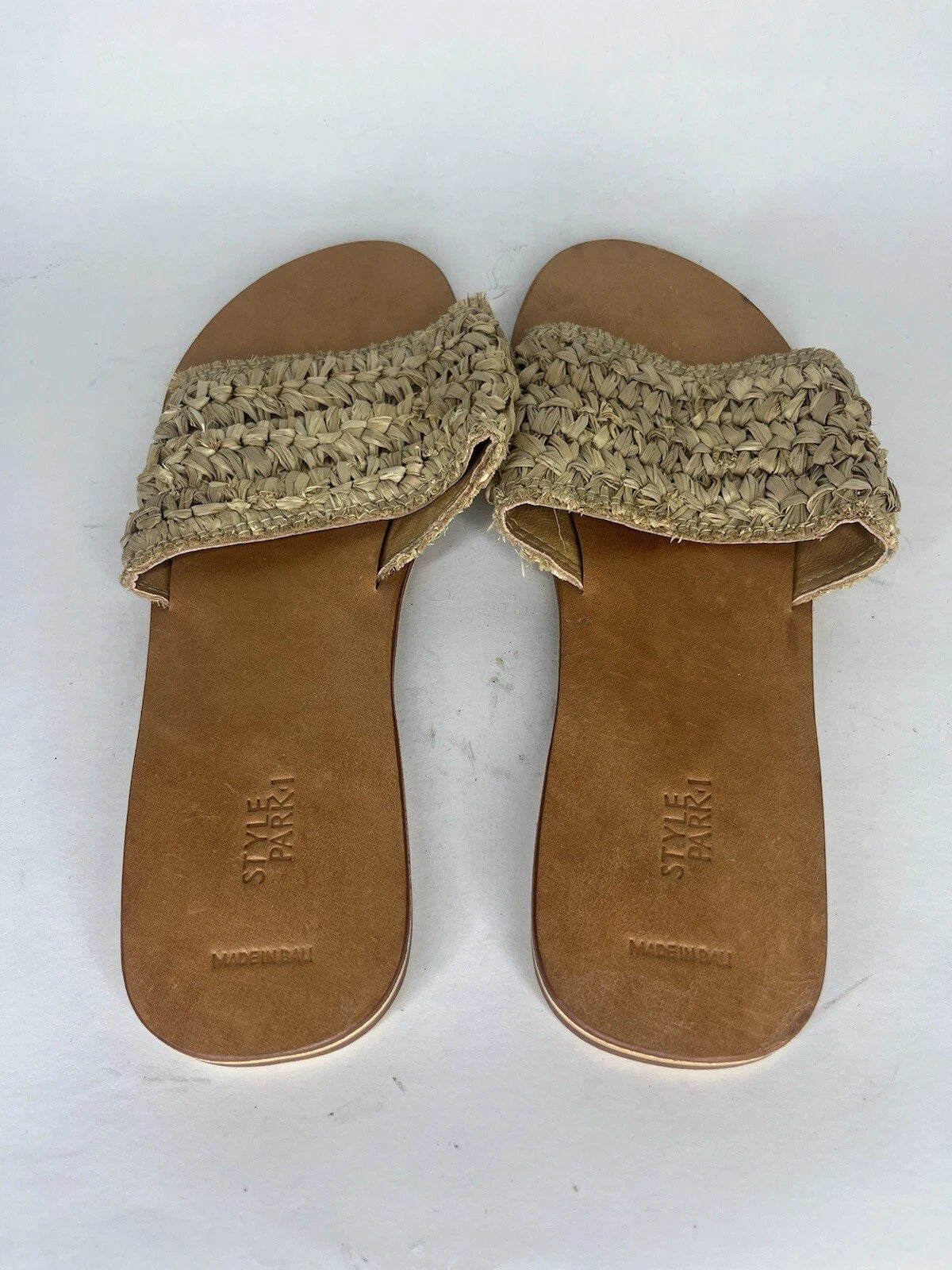 Style Park 1 Tan Brown Synthetic Non Slip Slides Sandals Women Sz 42 EU/ 11M US