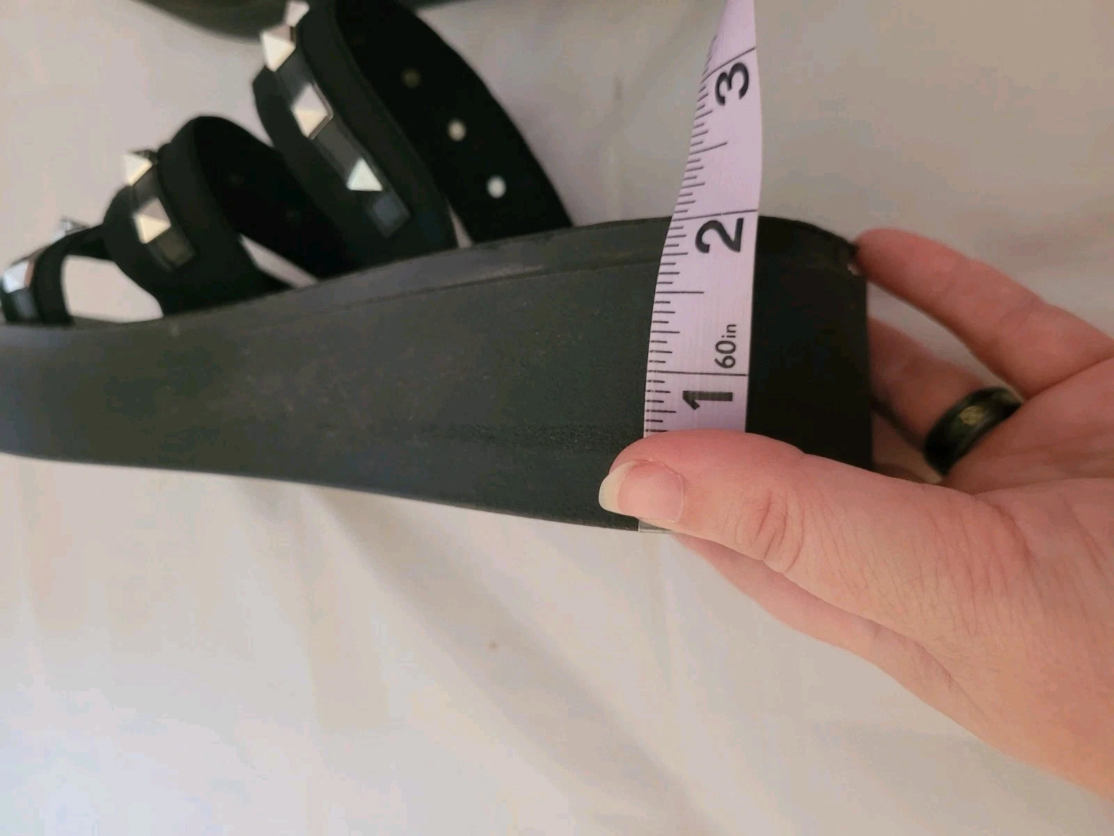 Steve Madden Platform Sandals Black Spike Studded Size 8.5 Slip On Y2K Vibe