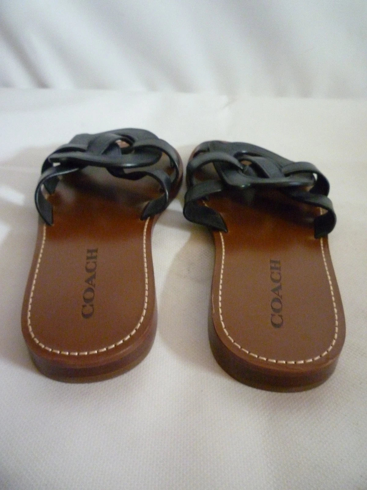 Coach Issa Black Leather Slides Sandal Shoes Women's UK 6 RRP £195 New US 8