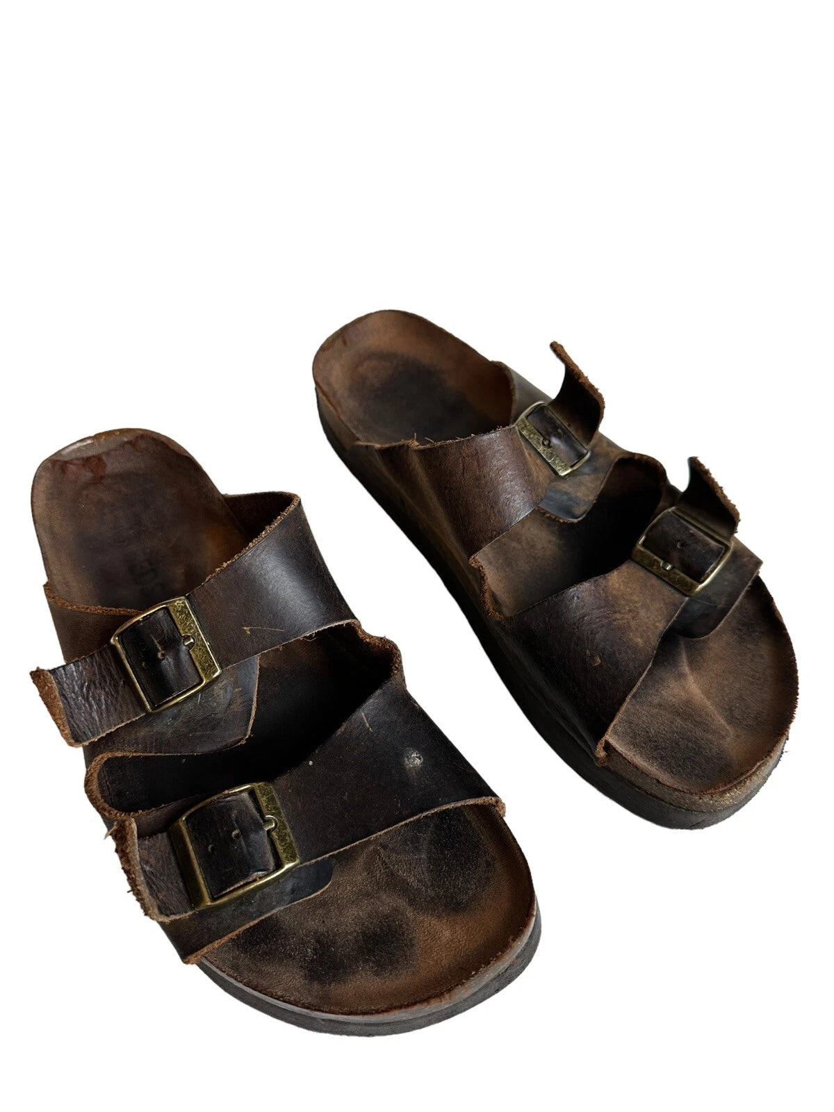 Used Women’s Size 8 Leather Slide Sandals Style Comfort Shoes