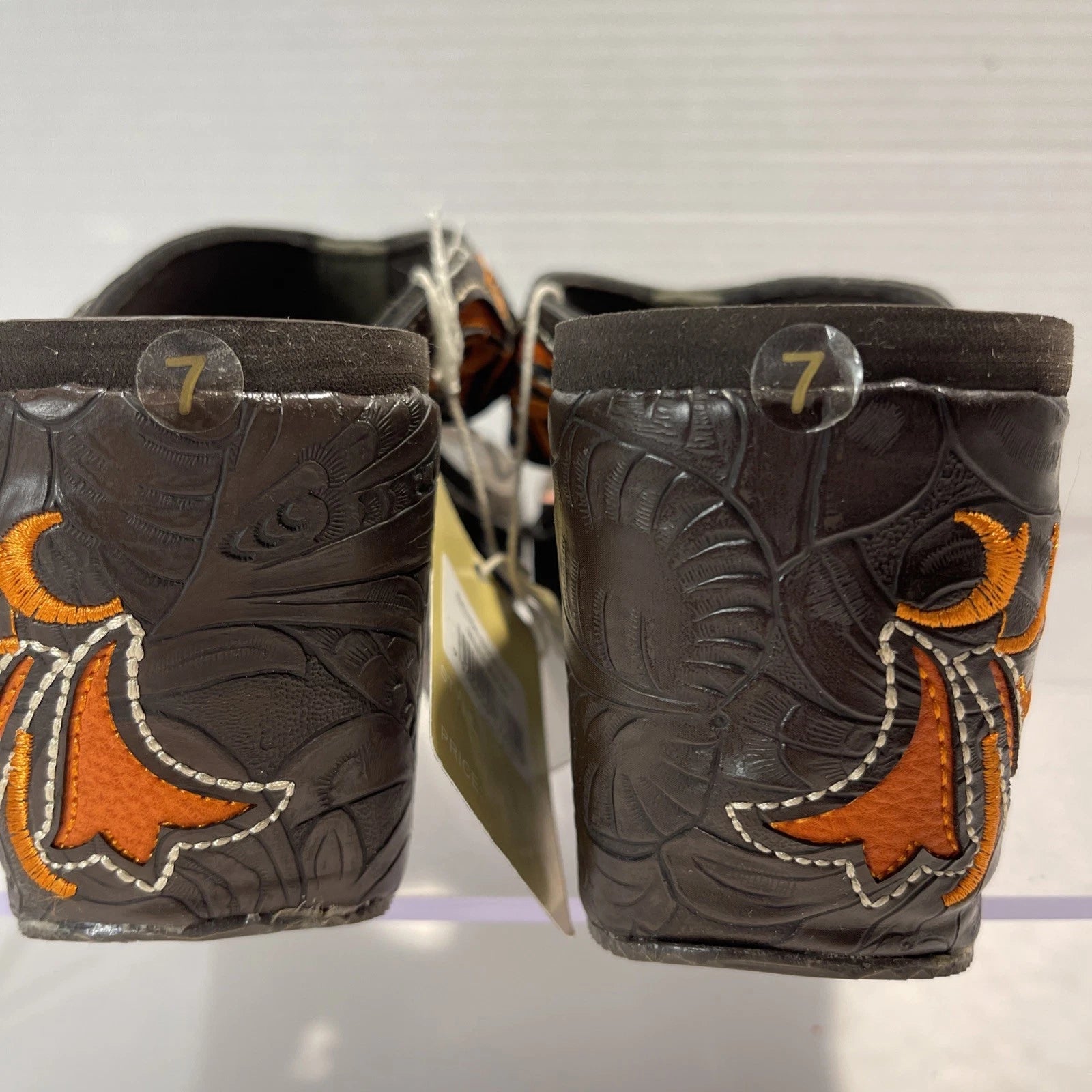 Montana West Embroidered~Rhinestone & Cross Western Style Wedge Sandals Sz 7-7.5