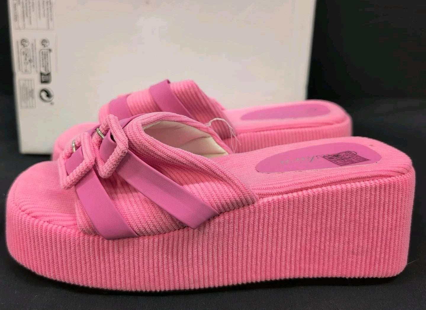 Fashion Double Buckle Slide Sandal Womem's US 7 Pink (60900)
