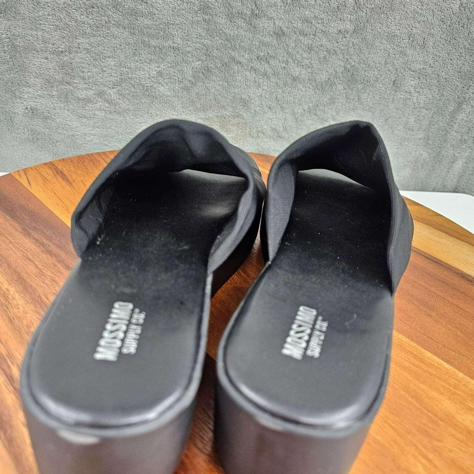 Mossimo Platform Slides 8 Black Fabric Stretch Flatform 90s Retro Stylish Trendy