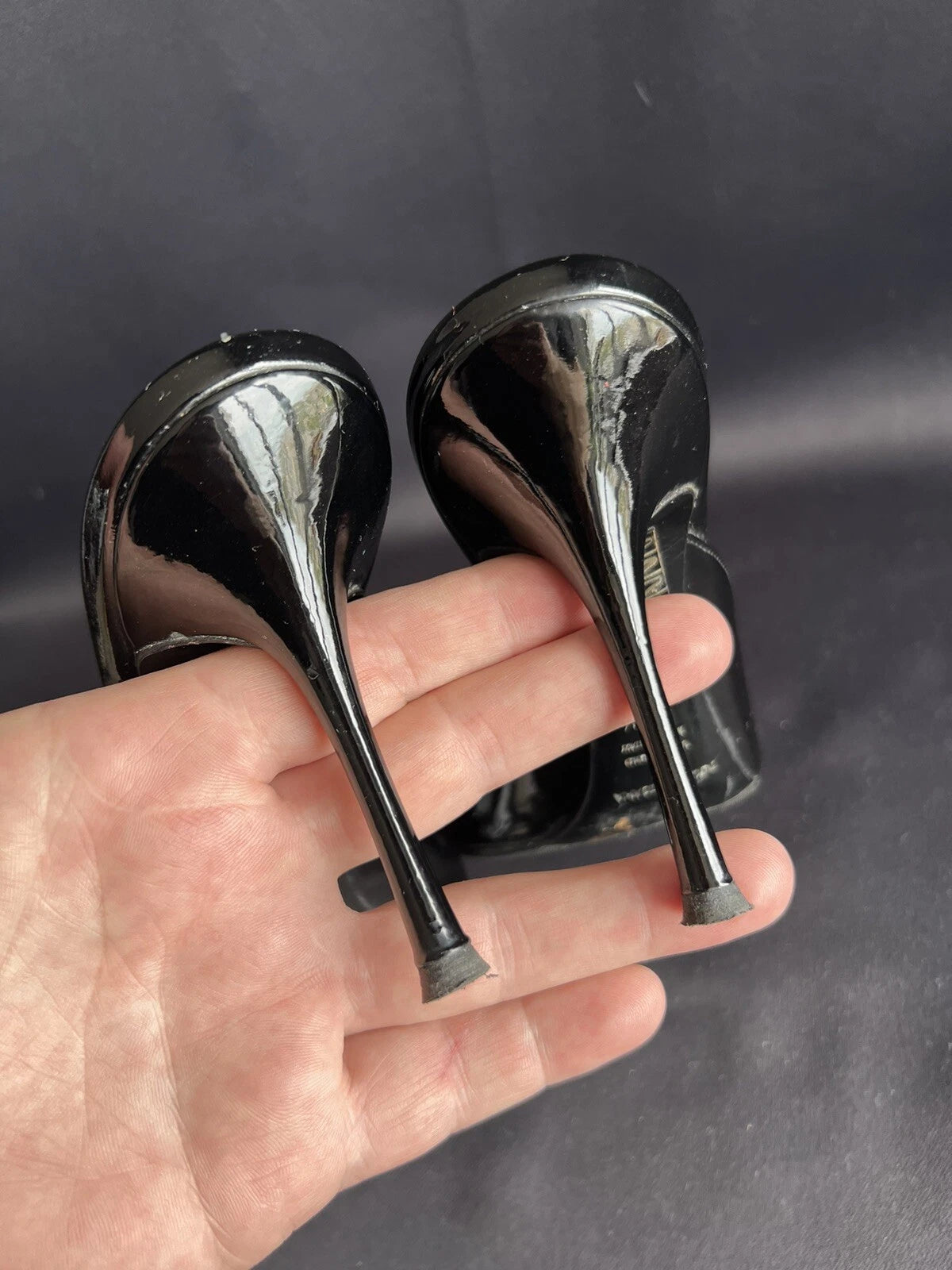 Dolce & Gabbana Women's Heeled Slides Sandals Black Patent Leather Size 38,5