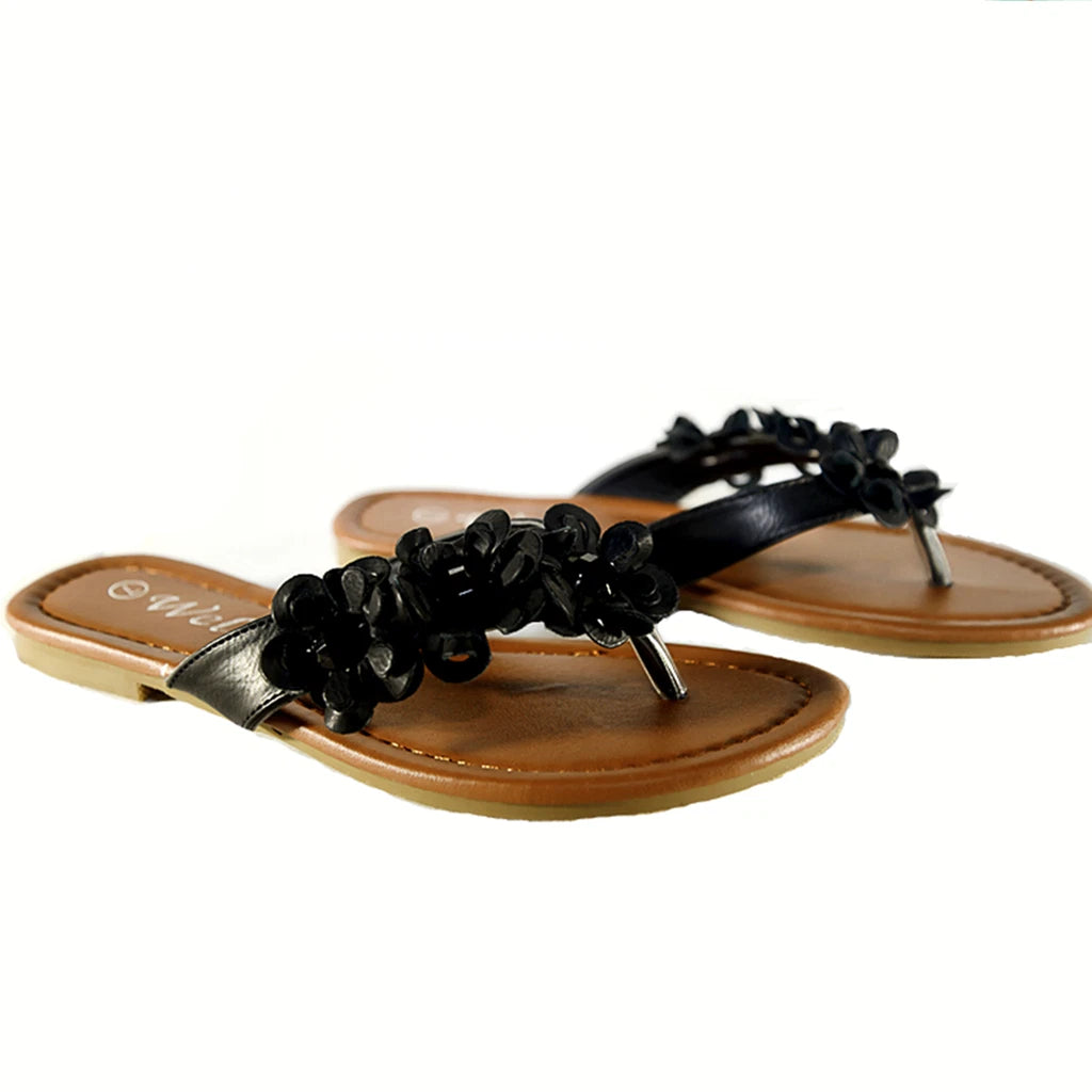 New Womens Flip Flops Cute Style Thongs Flower Flats  Sandals #90