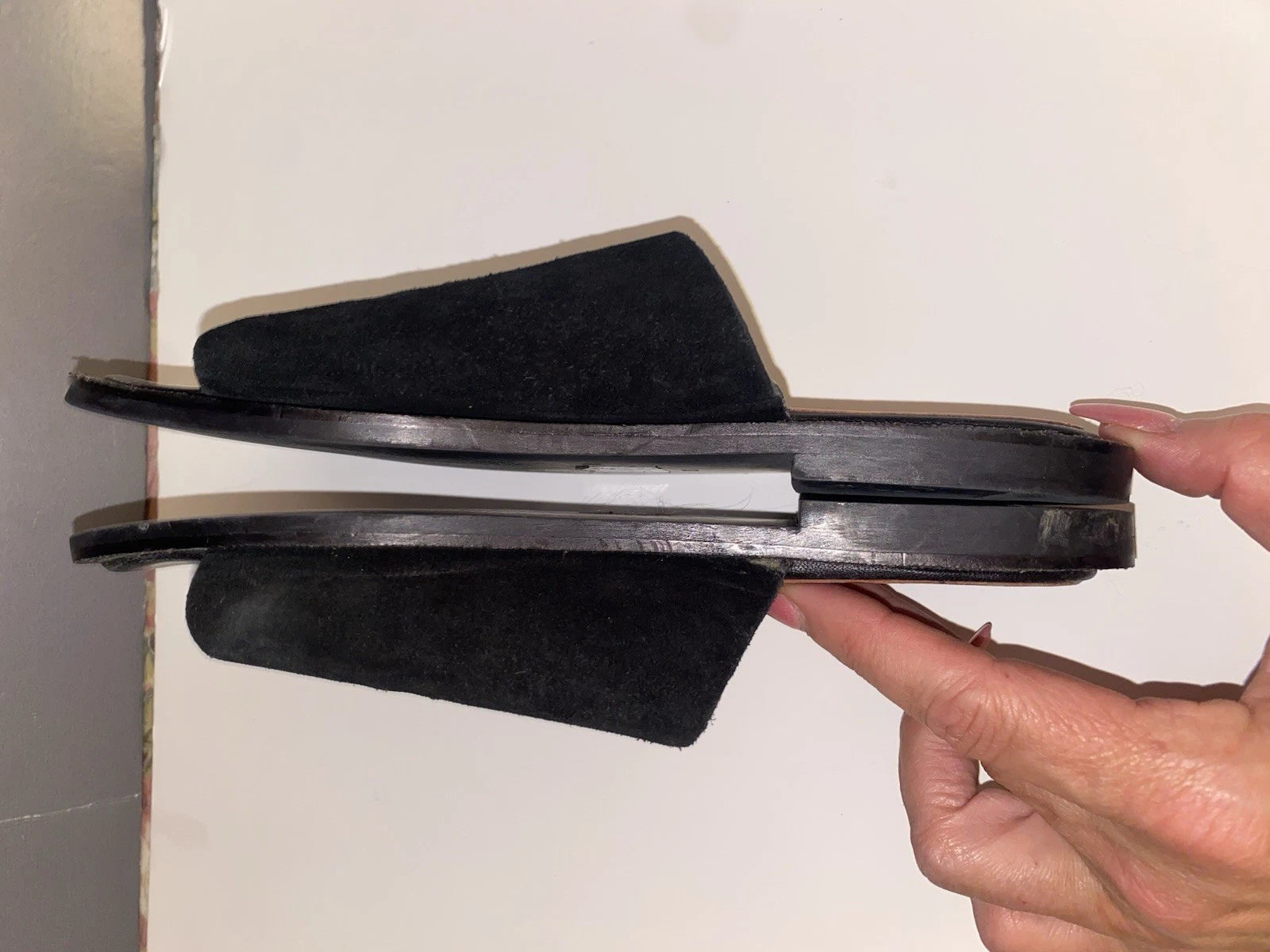 Find Black & Gold Leather Suede Croc Print Slide Sandals | Classic Style 7.5