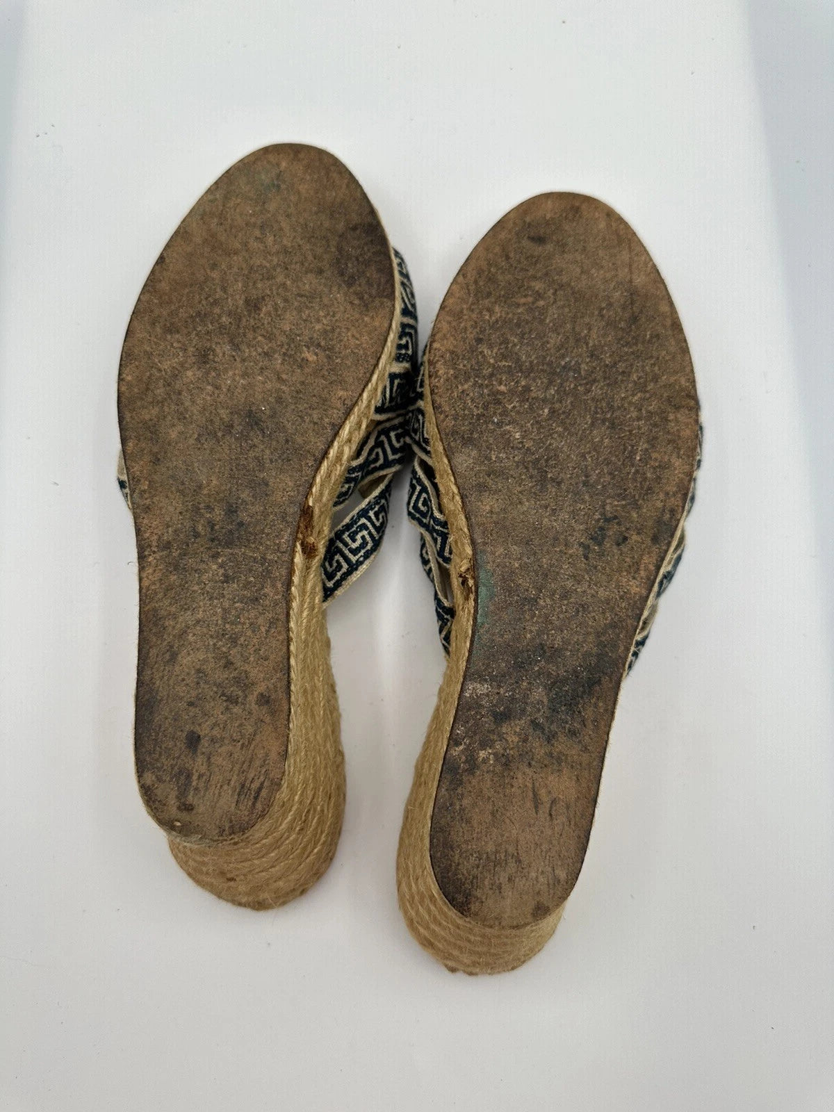 Stubbs & Wootton Blue Geometric Nylon Espadrilles Wedge Sandals Women Sz 7