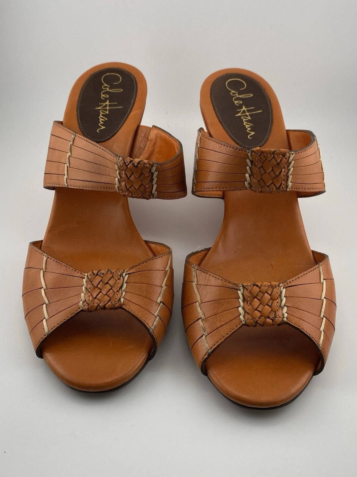 Cole Haan Air Huarache Slide Sandal Womens 8 Slip On Leather Orange Wedge