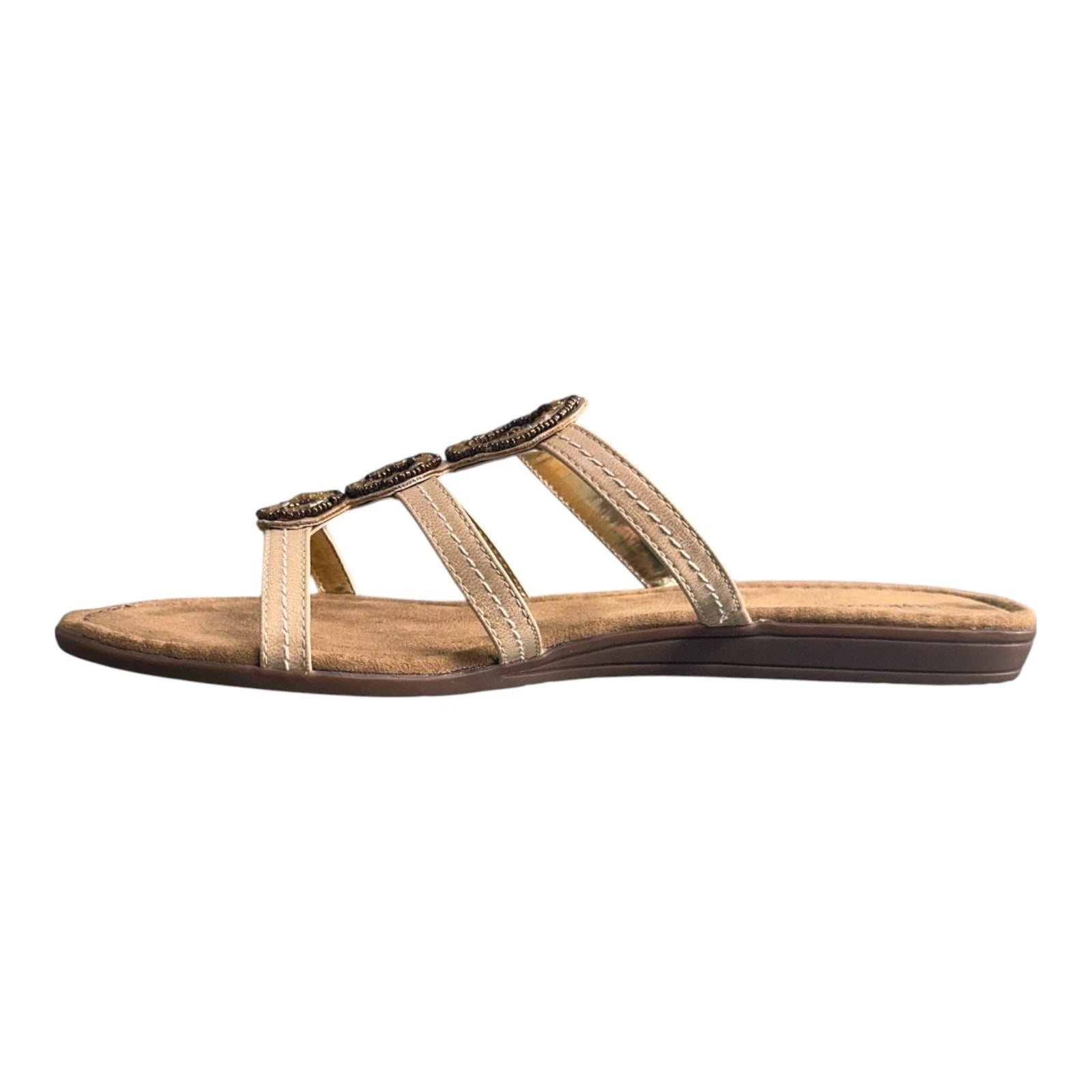 Style & Co Bejeweled Slip On Wedge Sandals, Toffee Women’s SZ 10 M