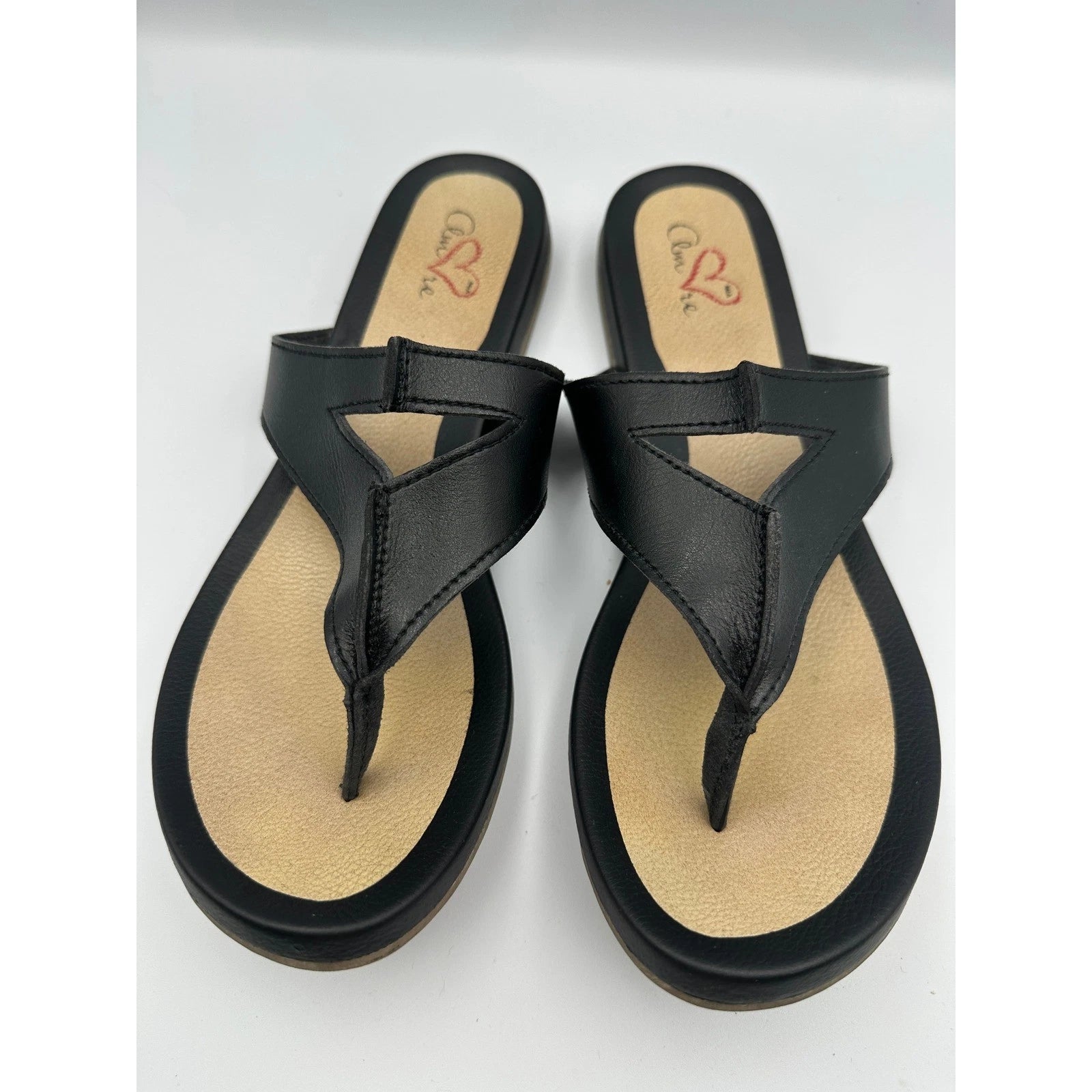 Mia Amore Mayte Keyhole Black Thong Sandals Women's Comfort Casual Slides