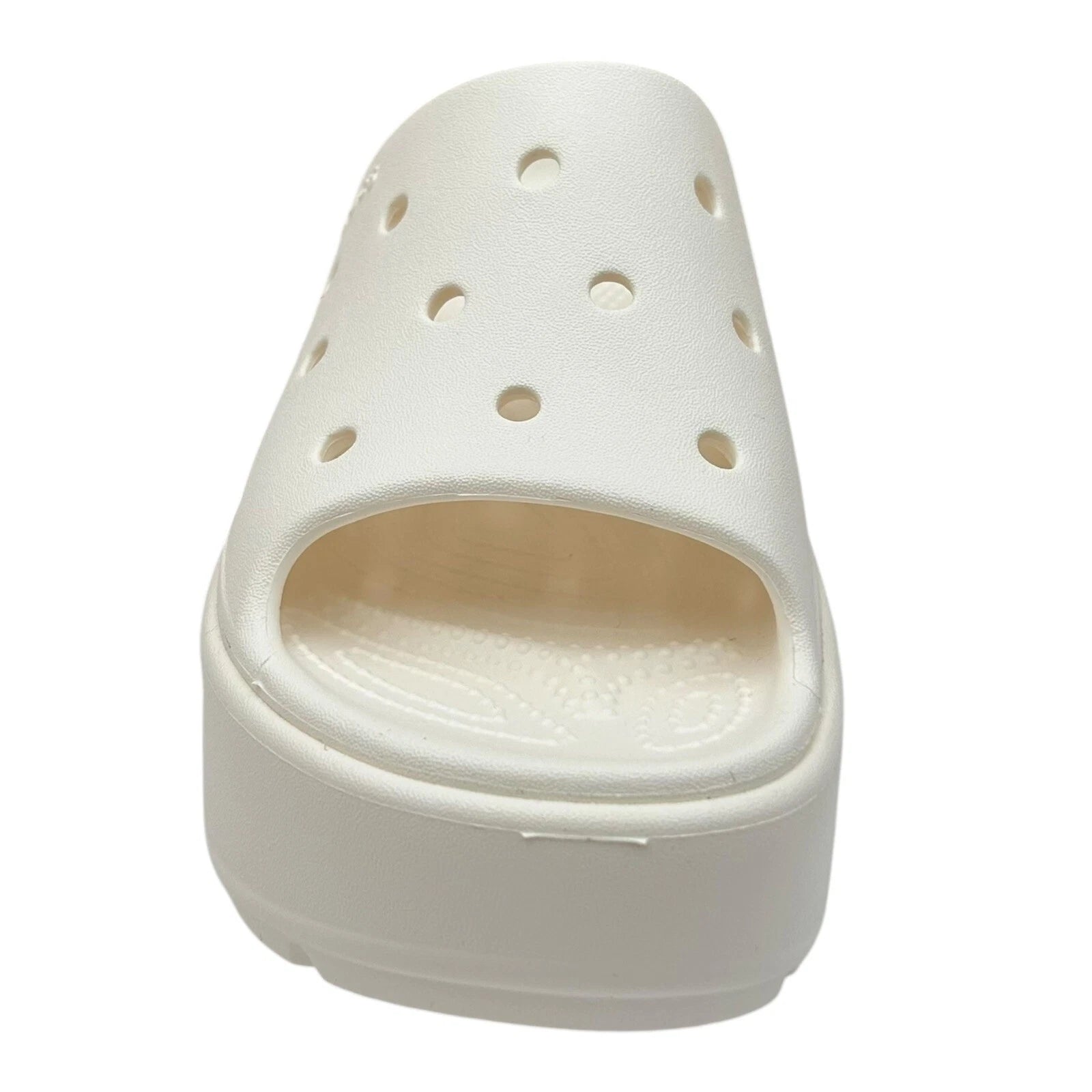 Crocs Women’s Stomp Style Slide Sandals Size 8-8.5 Solid White Chunky Block Heel