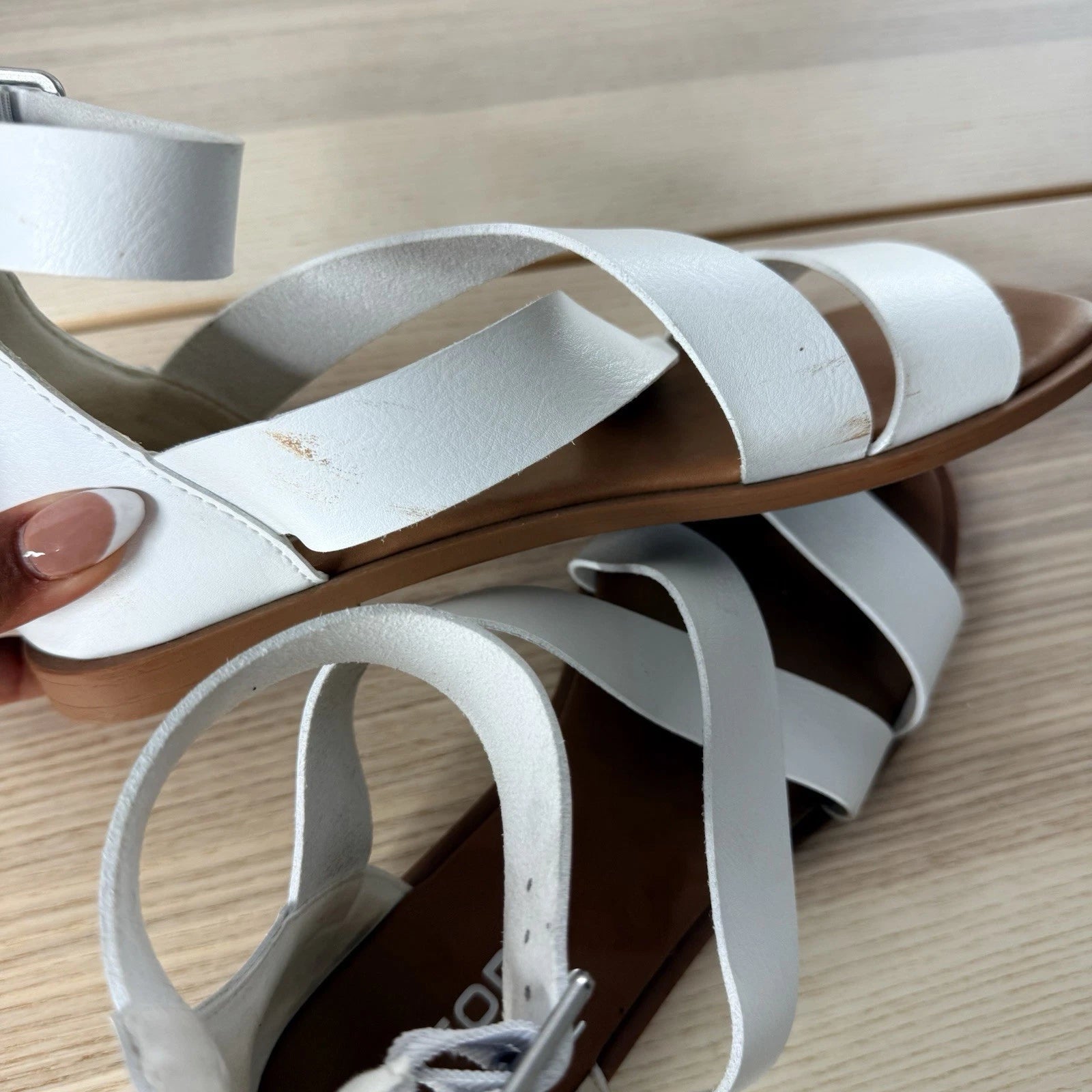 FITORY Women Flat Sandals With Casual Fashion Slides Open Toe Strap Zipper 8