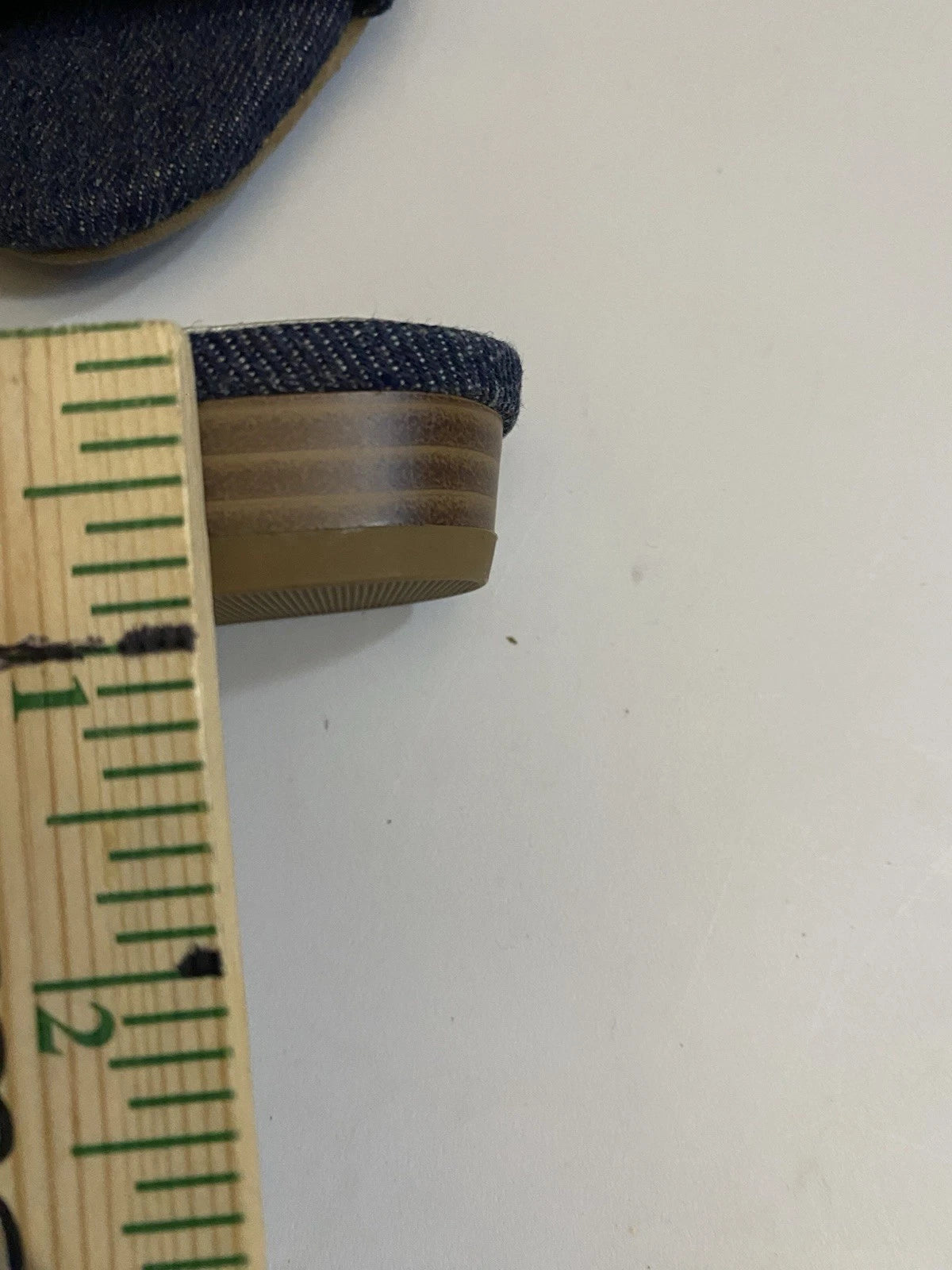 5.5 Hush Puppies Soft Style , Memory Foam, Denim Slip On Sandals. Low Heel