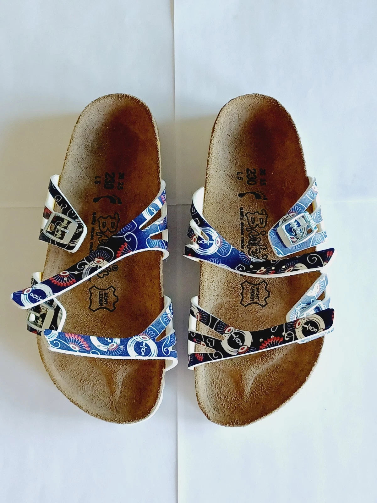 Birkenstock Birkis Sandals Women's 5 36 Blue Multicolored Paisley Sandals Shoes