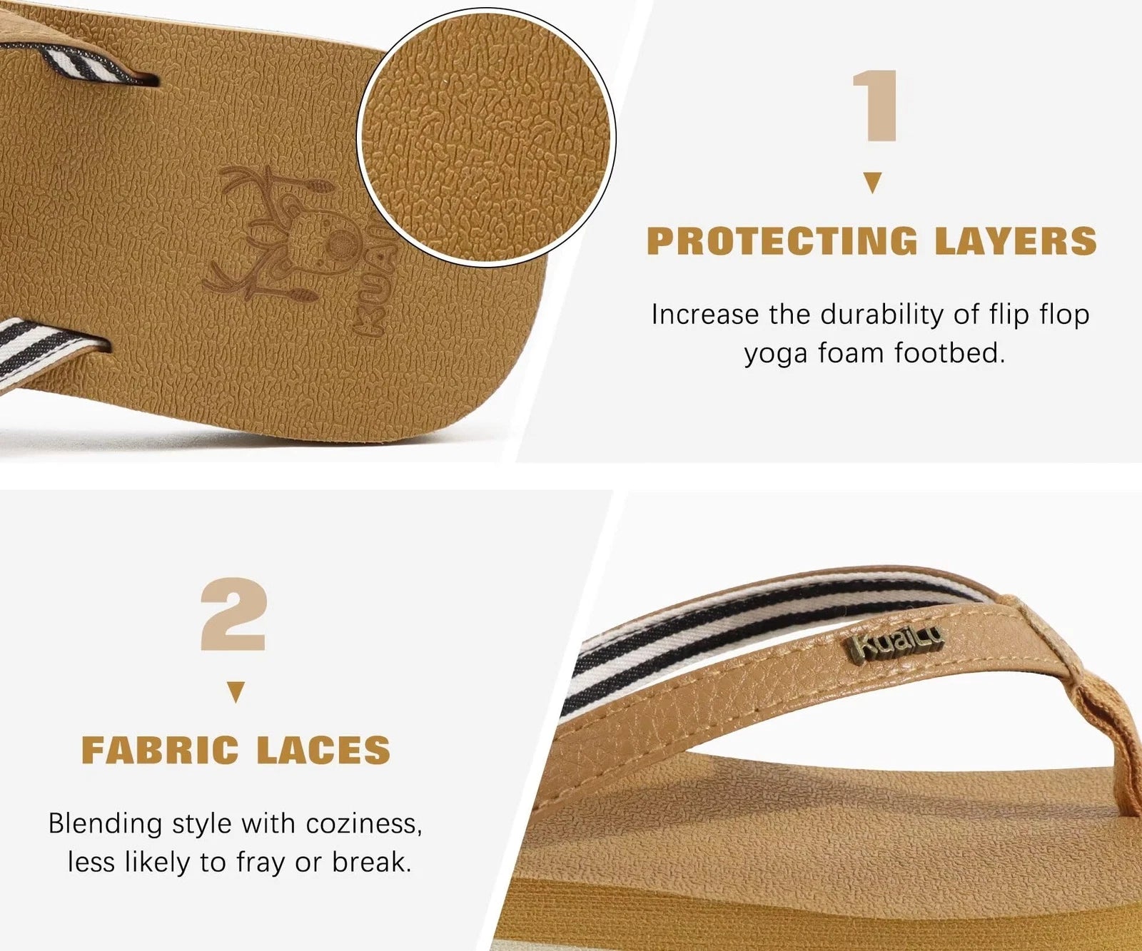 Arch Support Flip Flops for Women - Comfortable Summer Sandals Size 8.5