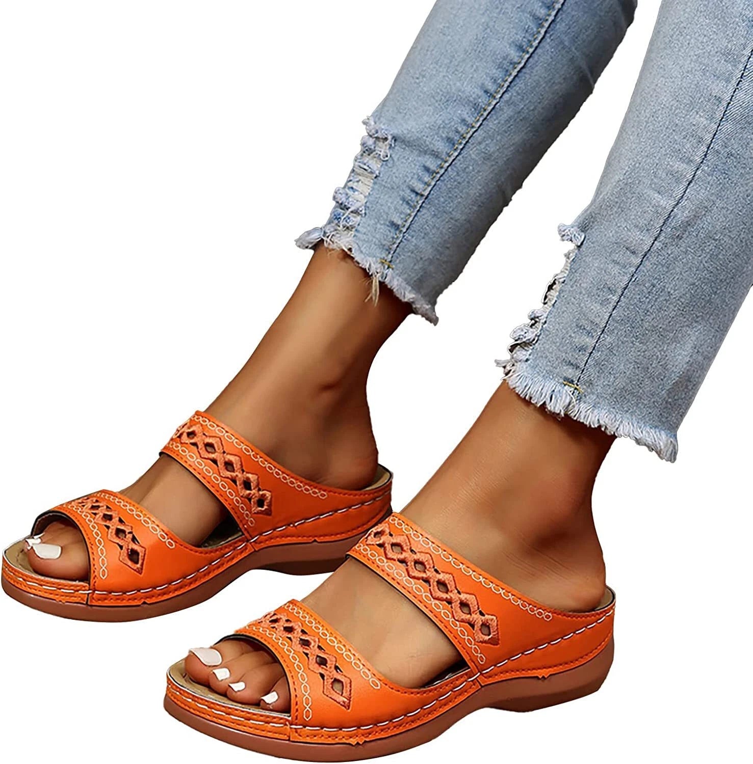 Sandals for Women Dressy Summer Fashion Orthotic Slides Ladies  Athletic Sandals