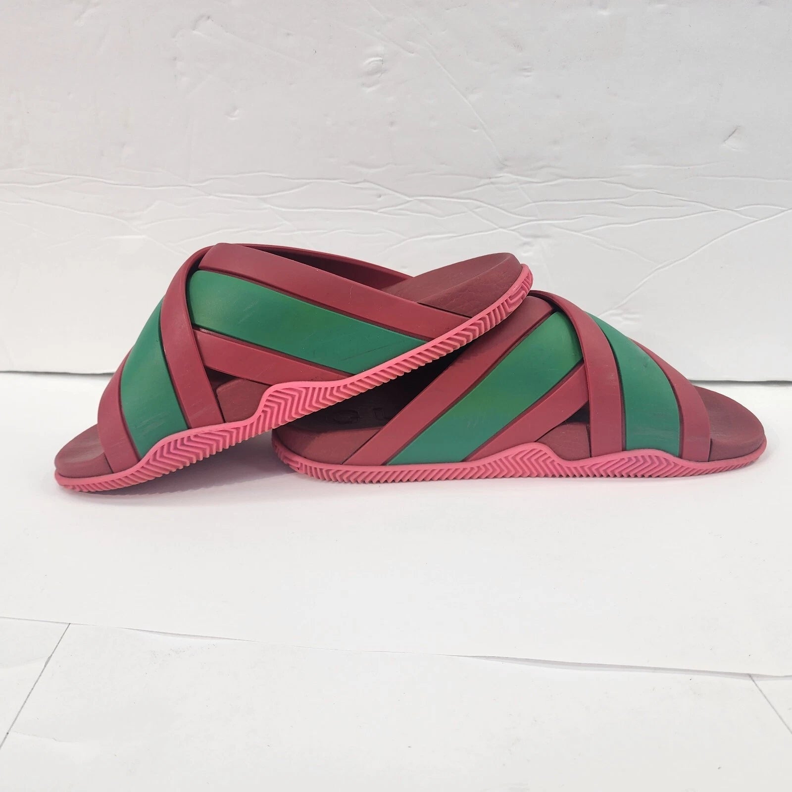 Gucci Womens Rubber Web Striped Sandals Slides size 36 #Q#