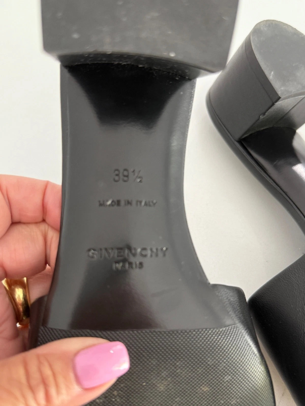 Givenchy Black 4G Block Heel Slide Sandals 9.5