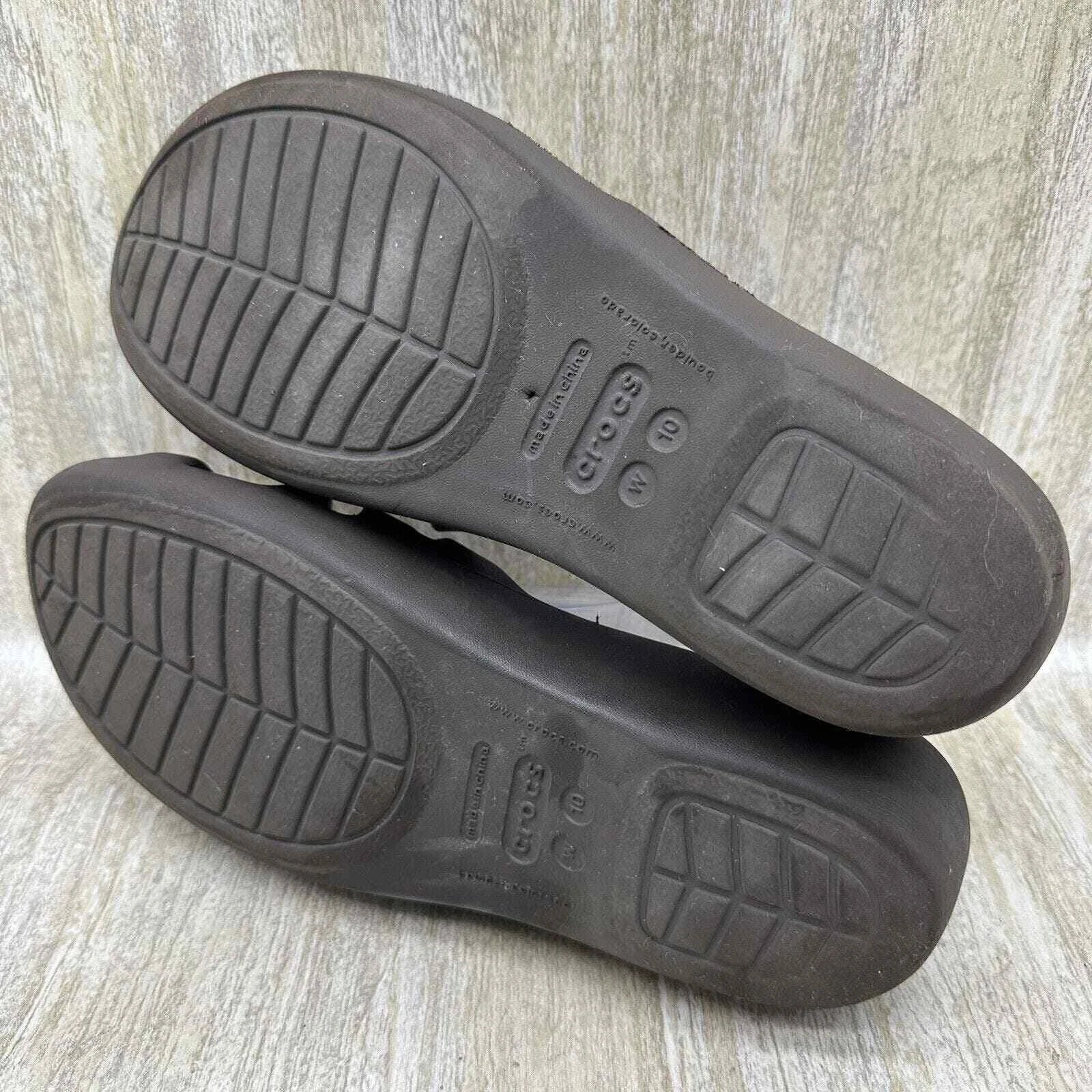 Crocs Rhonda Slides Wedge Strappy Slip On Sandals Brown Style 14706 Womens 10