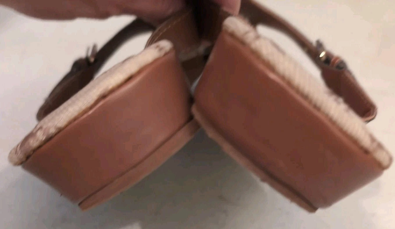 Chaps Thong Buckle Sandals Slides Tan Style Women's Size LG 9/10