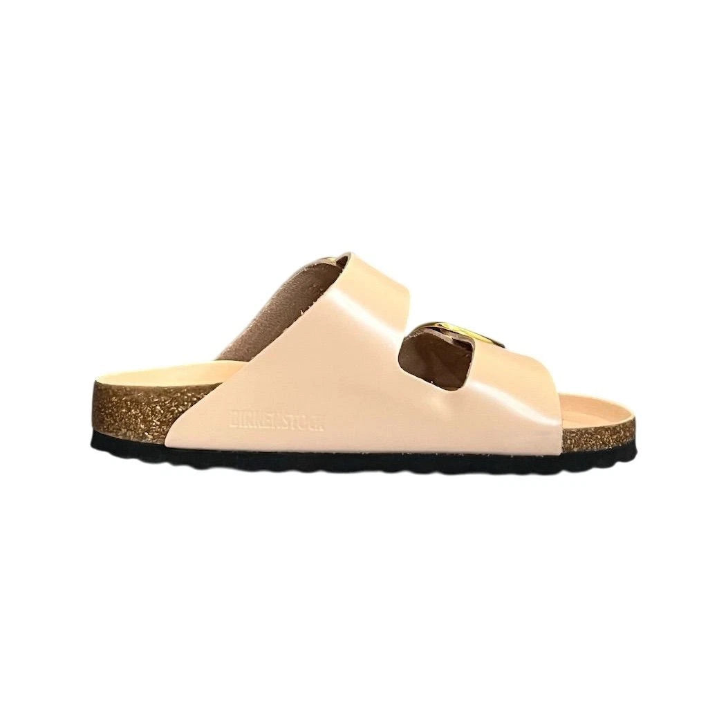 Birkenstock Arizona Big Buckle Patent Leather Narrow Sandals High Shine Beige 5