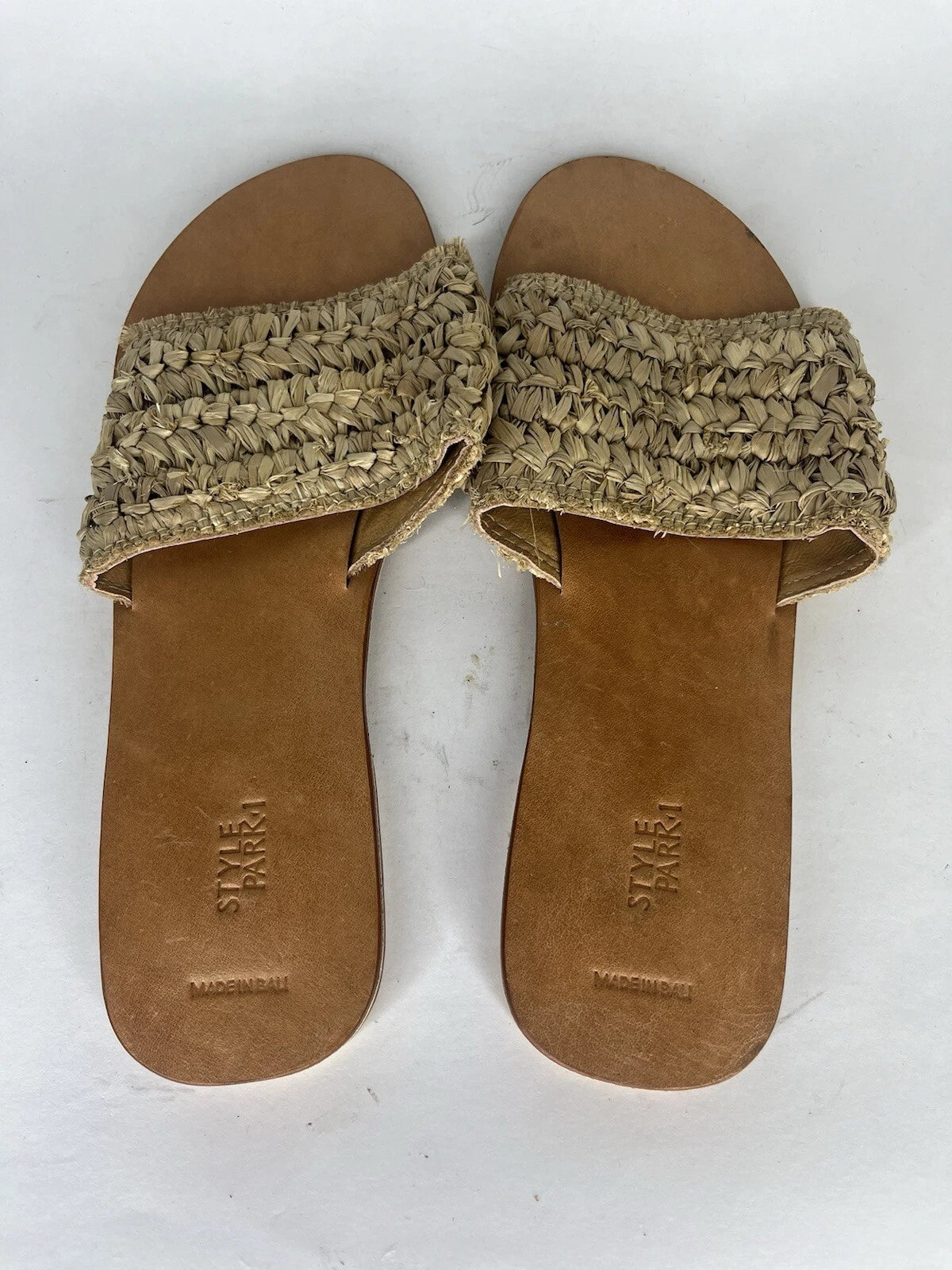 Style Park 1 Tan Brown Synthetic Non Slip Slides Sandals Women Sz 42 EU/ 11M US