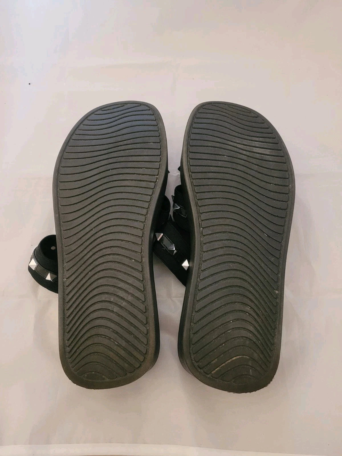 Steve Madden Platform Sandals Black Spike Studded Size 8.5 Slip On Y2K Vibe