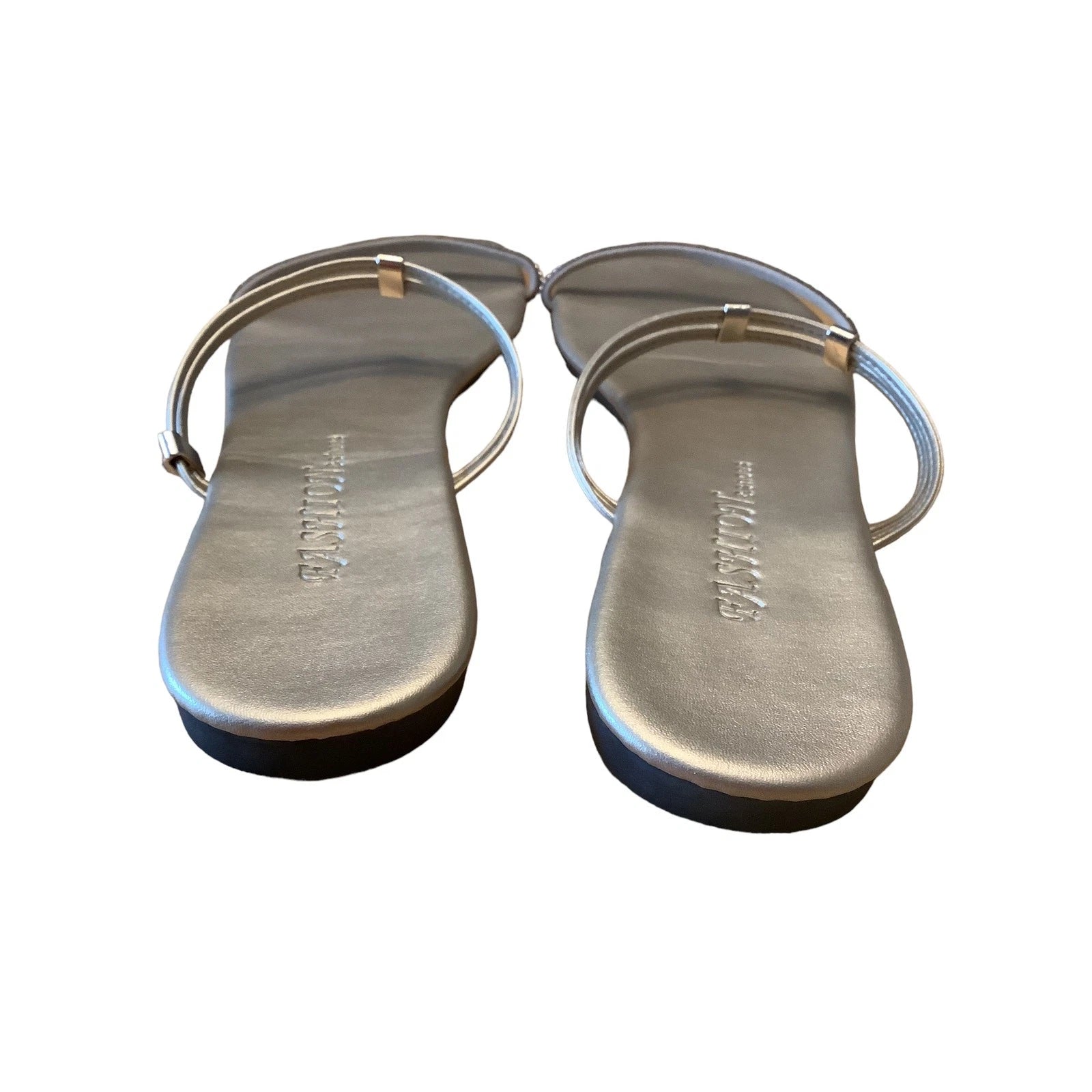 FASHION & SHOES METALLIC GOLD LEATHER AND CRYSTAL STRAP SLIDES NEW EU 40 US 9.5