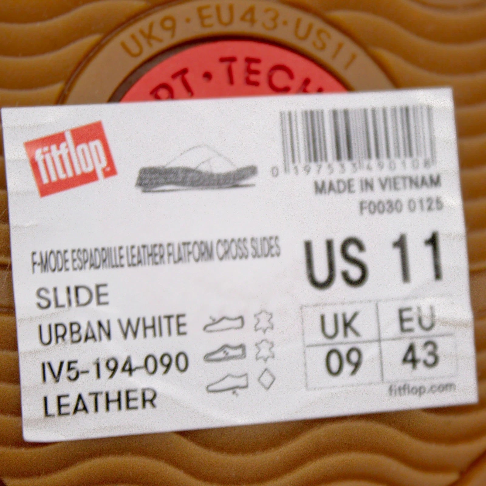 Fitflop F-Mode Leather Urban White Cross Flatform Slide Sandals Women's Size 11