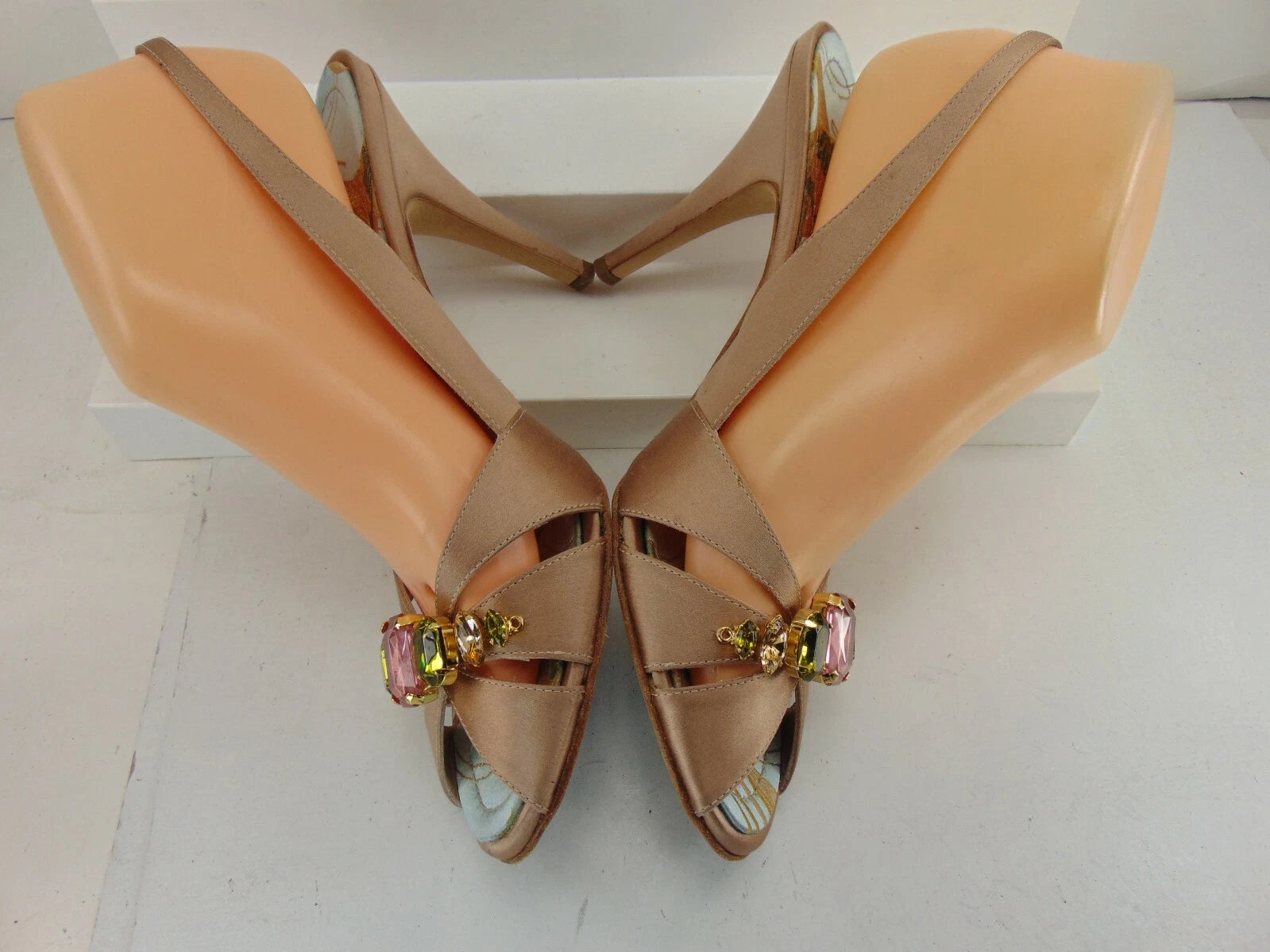 GIUSEPPE ZANOTTI JEWELED ANKLE STRAP SATIN HIGH HEEL SANDALS EURO 40 M $995.00!