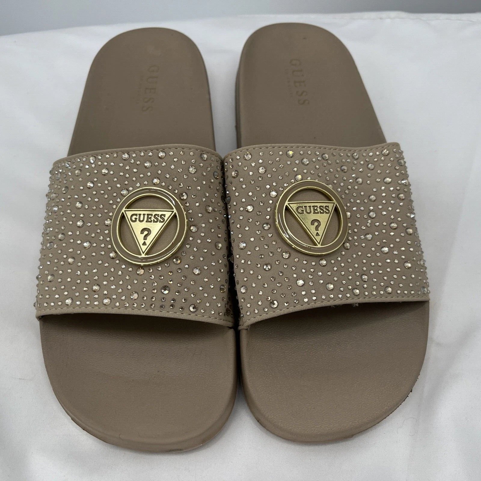 Guess Women's Slip On Sillia Gold Pool Slides US Size 9M Style: #GFSILLIA