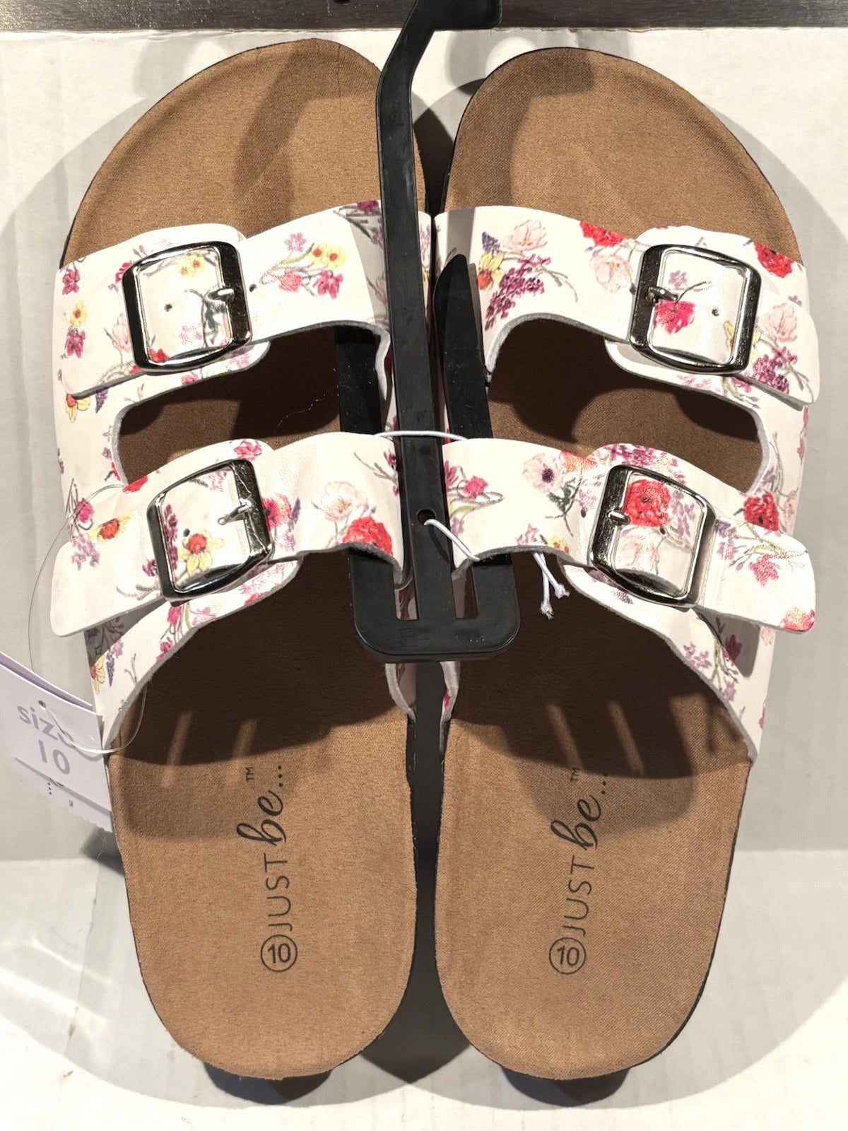 Sandals Floral Womens Just Be Buckle Cork Style Bottoms Non Slip NEW With Tags
