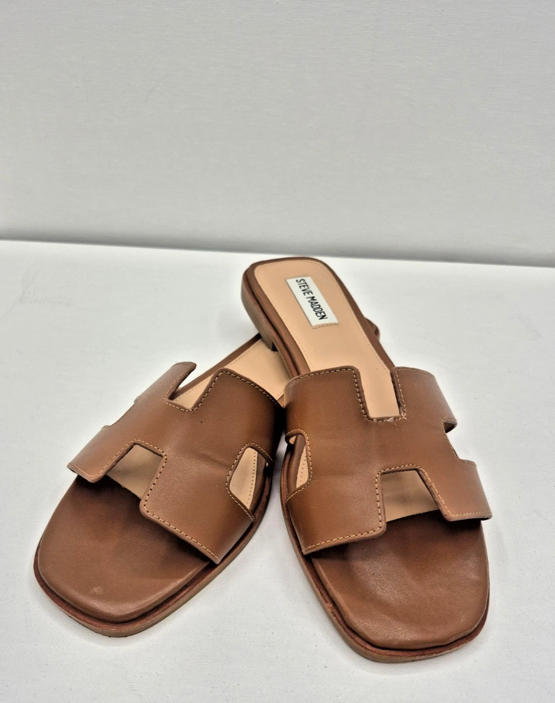 Steve Madden Hadyn Leather Women Sandals Cognac Color  -Size 9