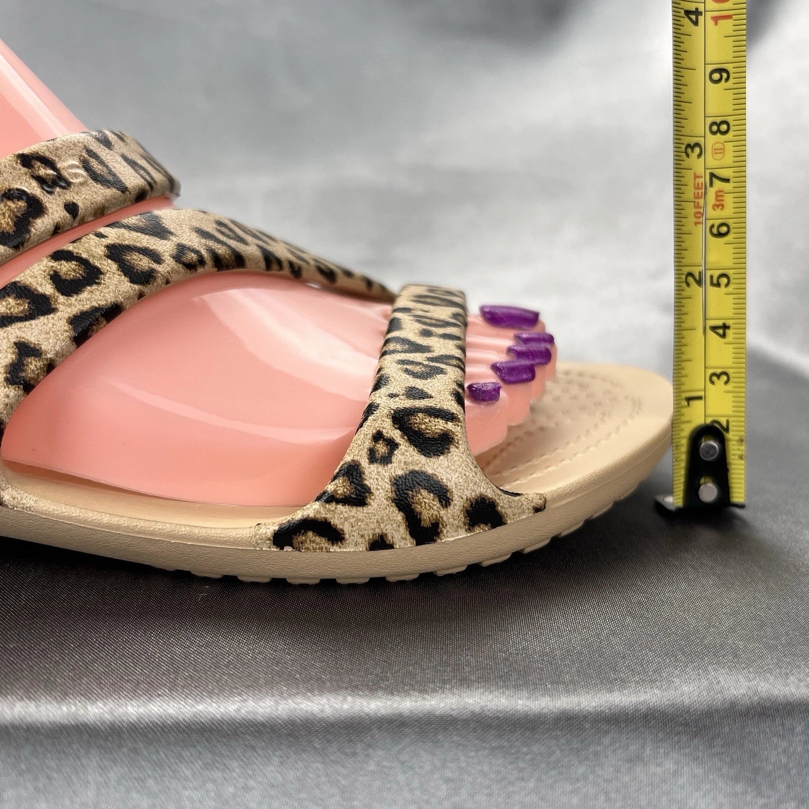 Crocs Kadee II Leopard Sandals Women's 7 Strappy Slides Spring Shoes 206894-90L