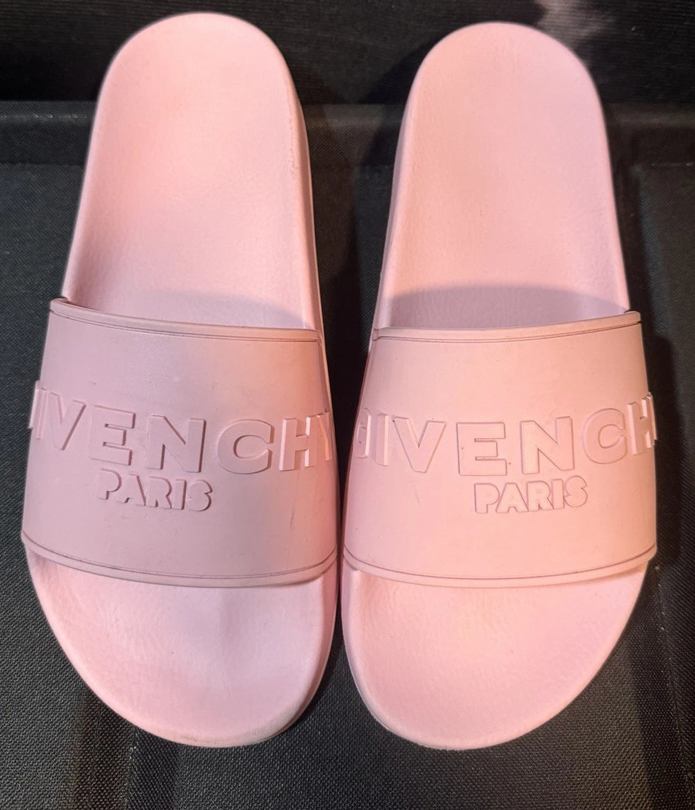 Givenchy Pink Platform Rubber Pink Logo Slide On Pool Sandal Flip Flop Flat 41