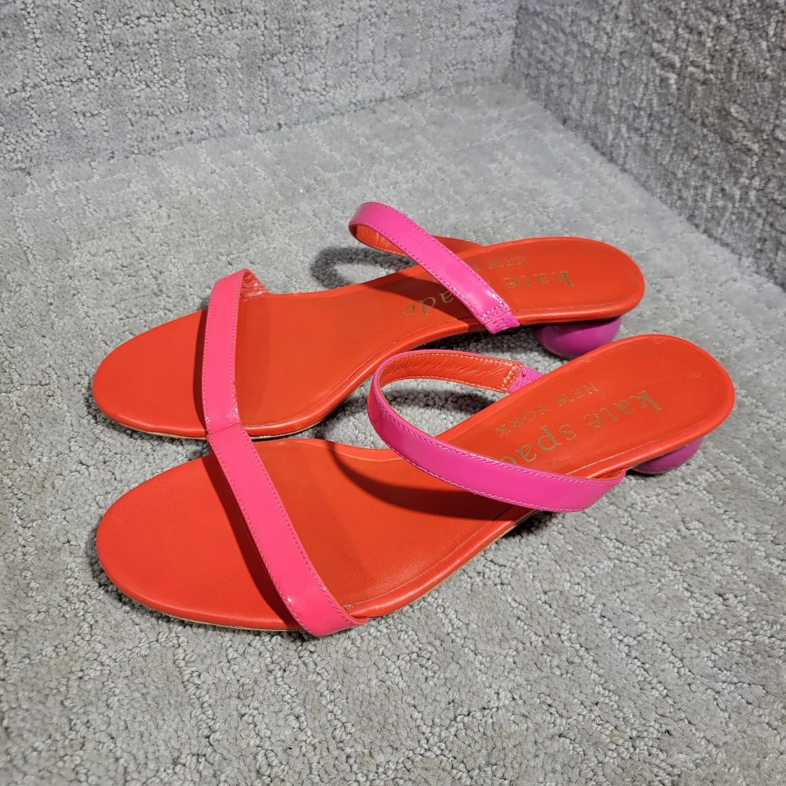 Kate Spade Palm Springs Women's Size 8B Pink Coral Patent Leather Slide Sandals