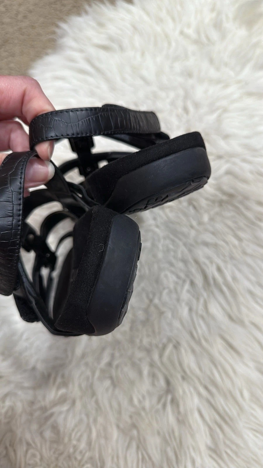 Vionic Sandals Women 8 Amber Black Python Adjustable Strappy Slingback