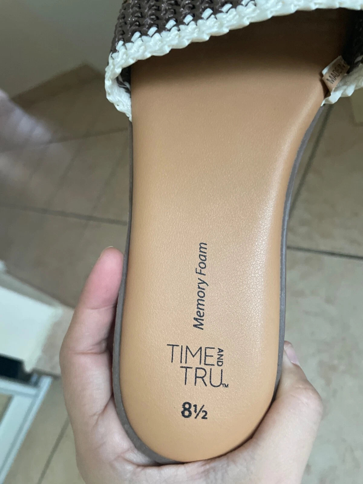 Time and Tru Memory Foam Core Slide Boho Style Sandal size 8.5 for woman